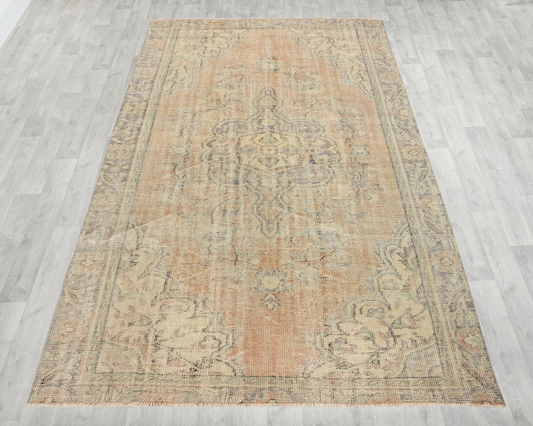 Multicolor Turkish Oushak Rug 5' 11" x 9' 5" Hand-Knotted | No. VR42560