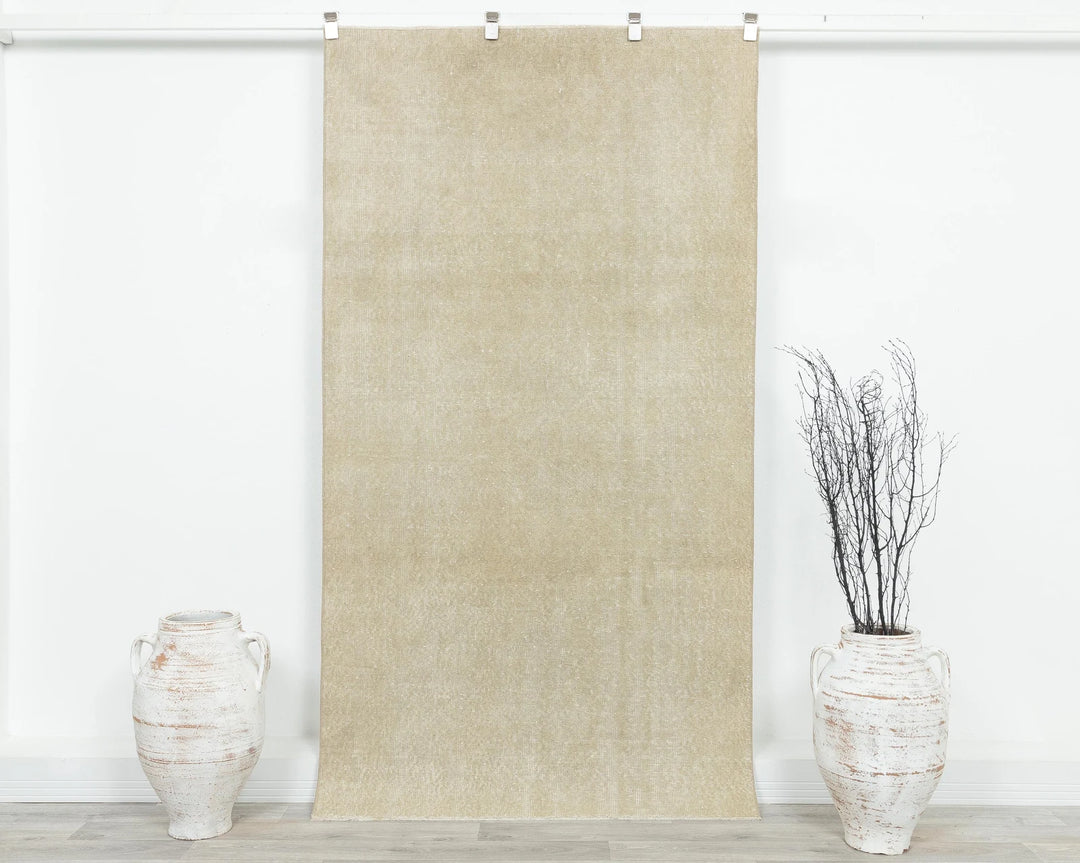 Beige Turkish Oushak Rug 6' 10" x 3' 9" Hand-Knotted | No. VR42566