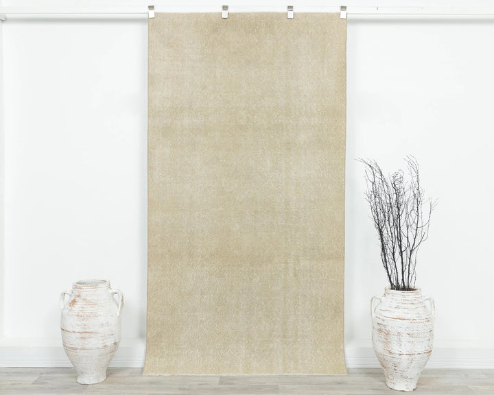 Beige Turkish Oushak Rug 6' 10" x 3' 9" Hand-Knotted | No. VR42566