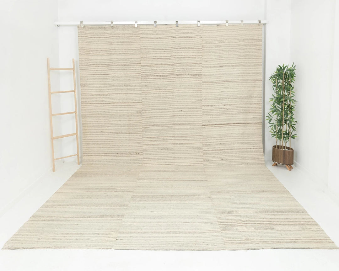 Beige Turkish Kilim Rug 9' 11" x 13' 6" Flat-Weave | No. VR43188
