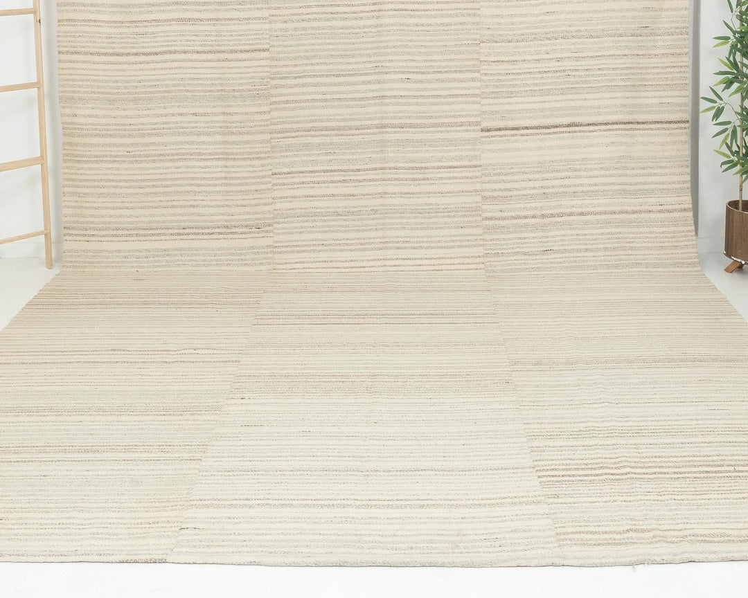 Beige Turkish Kilim Rug 9' 11" x 13' 6" Flat-Weave | No. VR43188