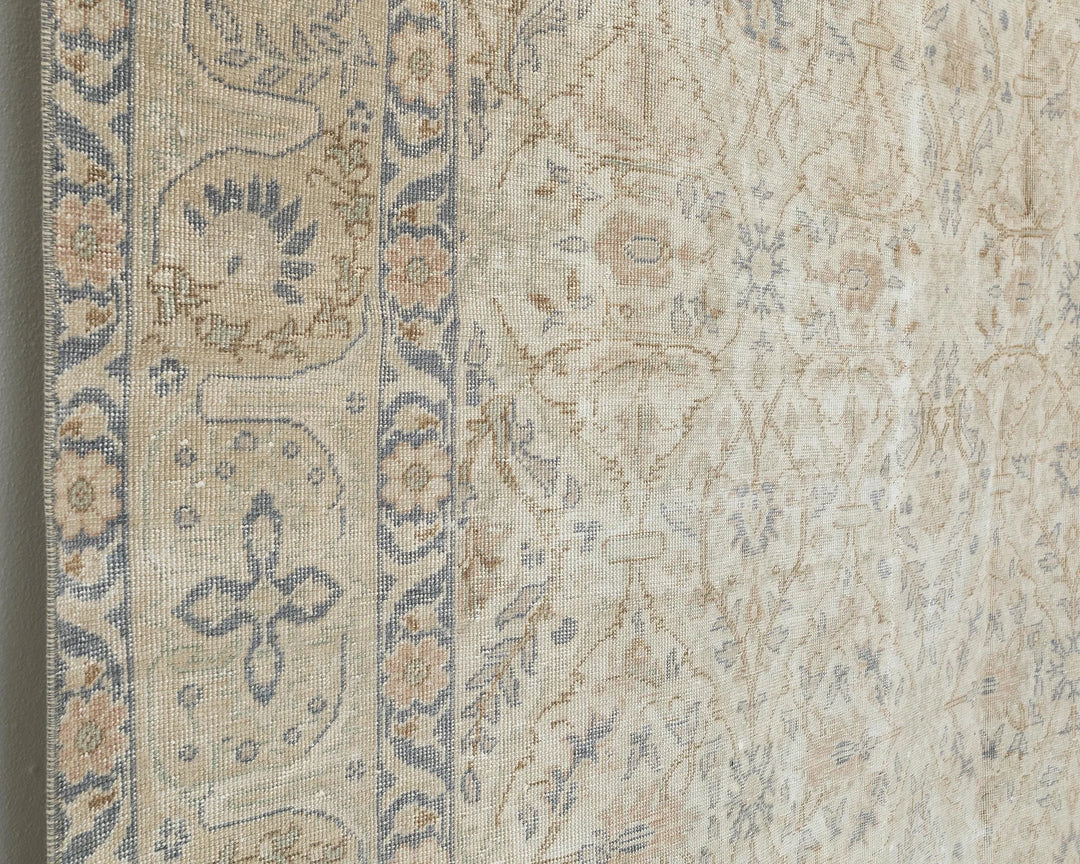 Beige Turkish Oushak Rug 6'8" x 9'5" Hand-Knotted | No. VR43221