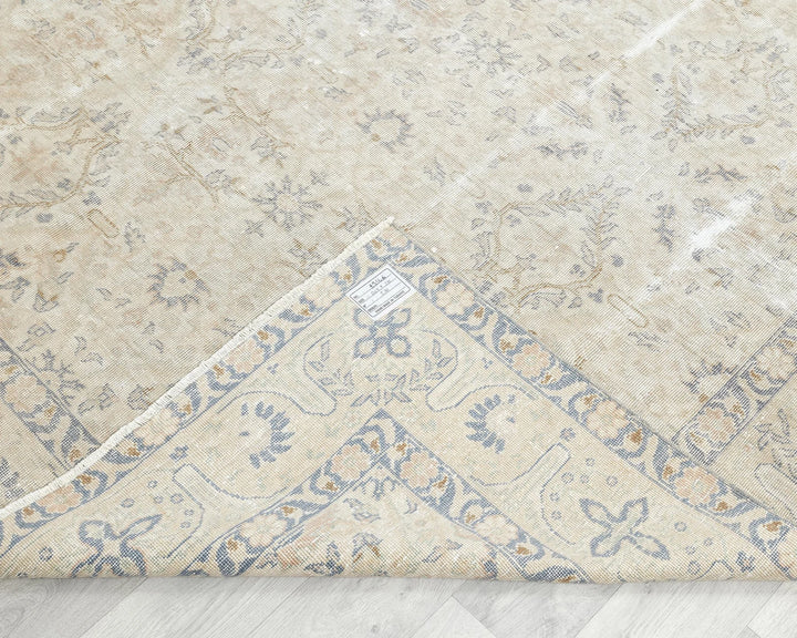 Beige Turkish Oushak Rug 6'8" x 9'5" Hand-Knotted | No. VR43221
