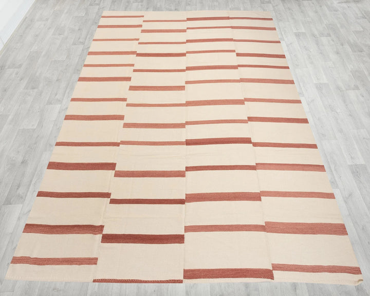 Beige Turkish Kilim Rug 10' x 13' 1" Flat-Weave | No. VR43353
