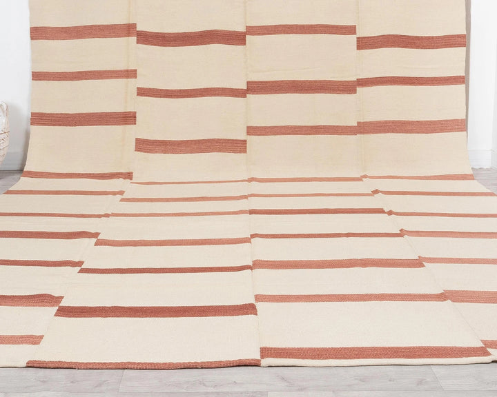 Beige Turkish Kilim Rug 10' x 13' 1" Flat-Weave | No. VR43353
