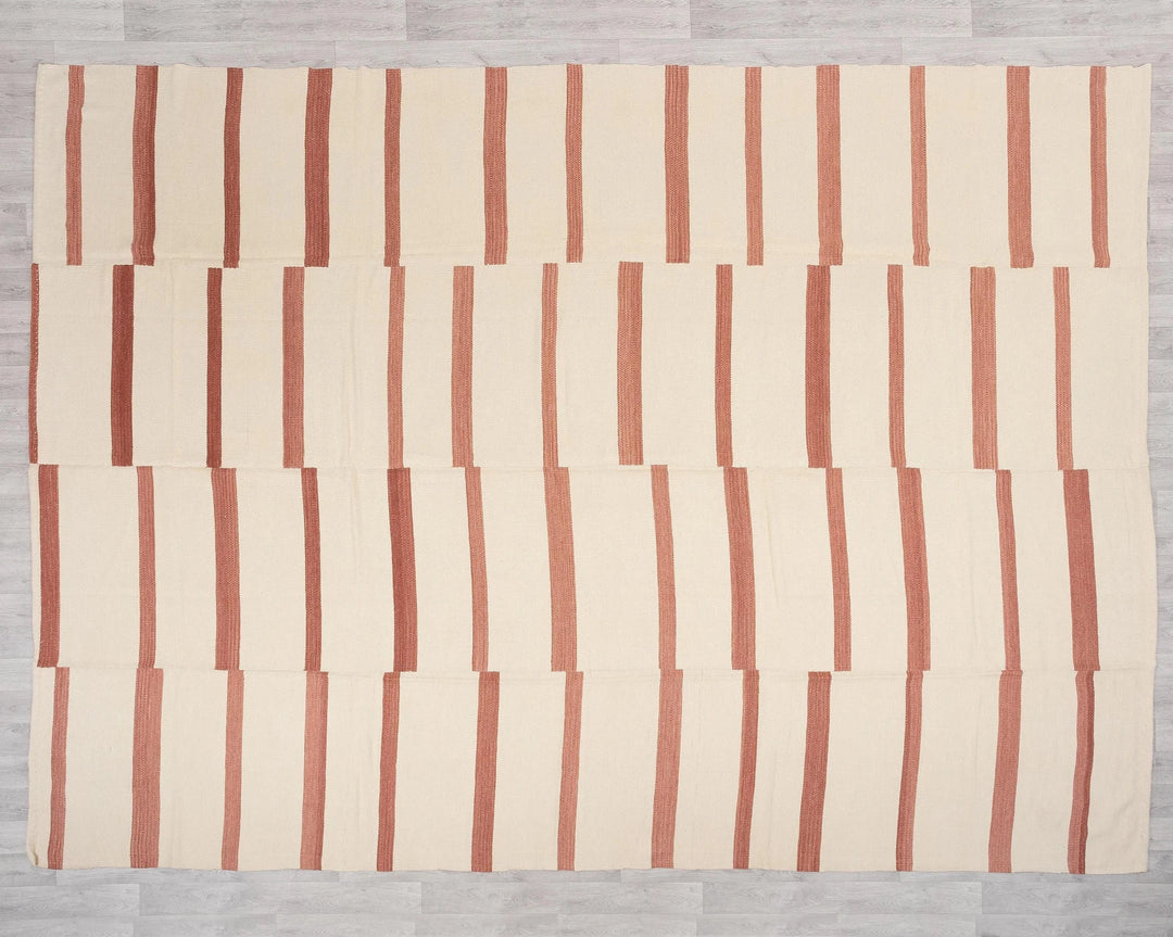 Beige Turkish Kilim Rug 10' x 13' 1" Flat-Weave | No. VR43353