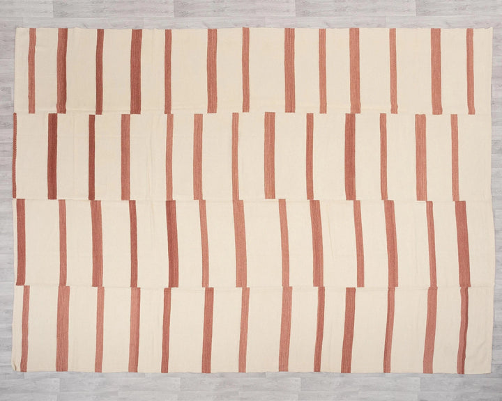 Beige Turkish Kilim Rug 10' x 13' 1" Flat-Weave | No. VR43353