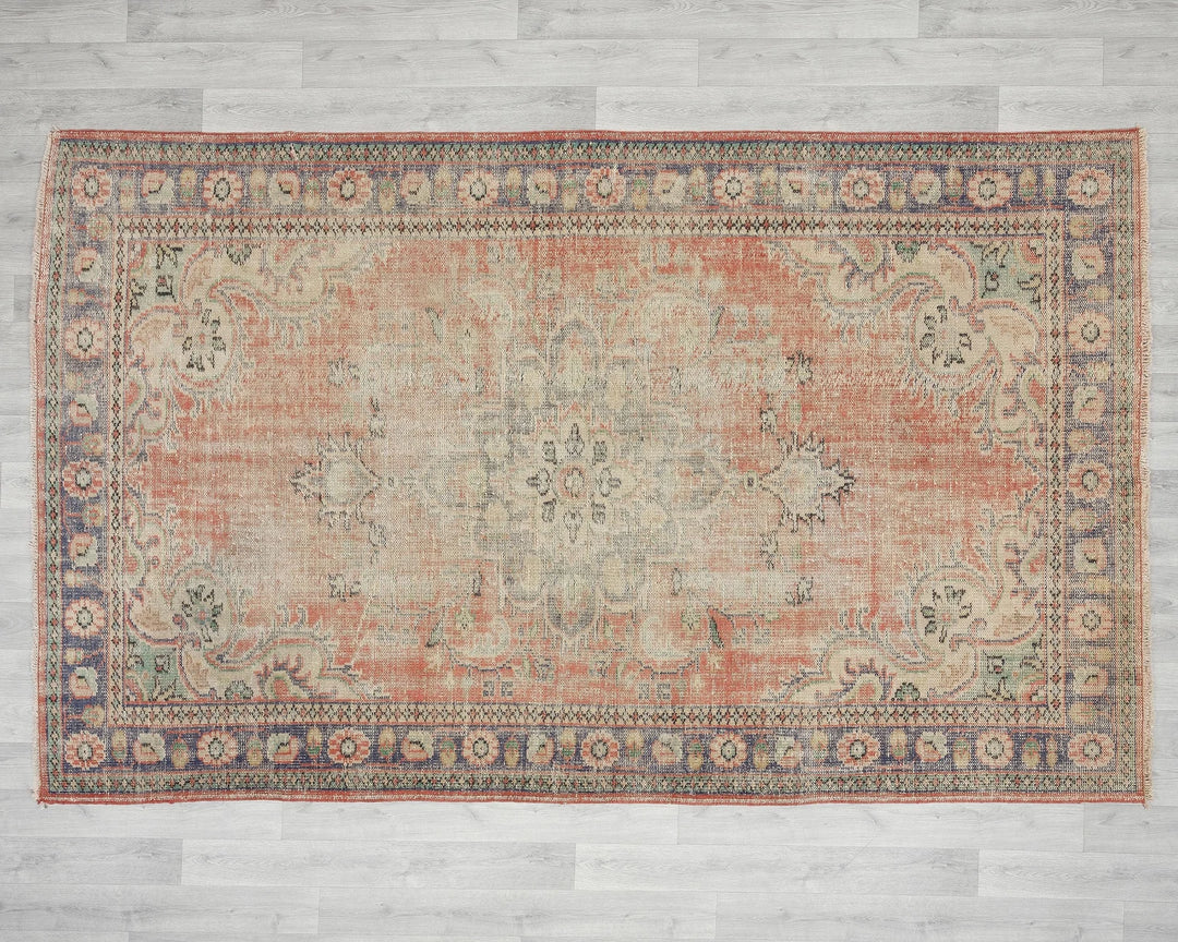 Multicolor Turkish Oushak Rug 5' 11" x 9' 2" Hand-Knotted | No. VR43418