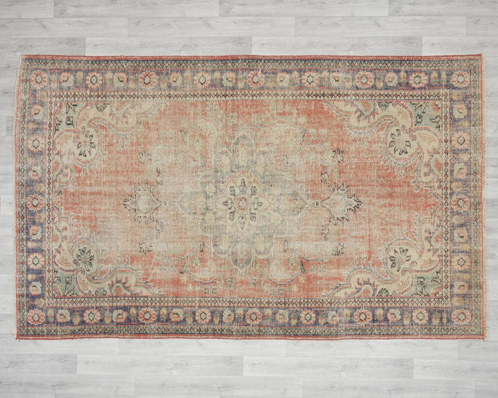 Multicolor Turkish Oushak Rug 5' 11" x 9' 2" Hand-Knotted | No. VR43418