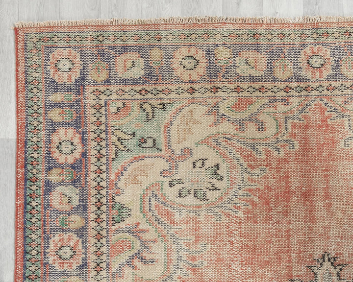 Multicolor Turkish Oushak Rug 5' 11" x 9' 2" Hand-Knotted | No. VR43418