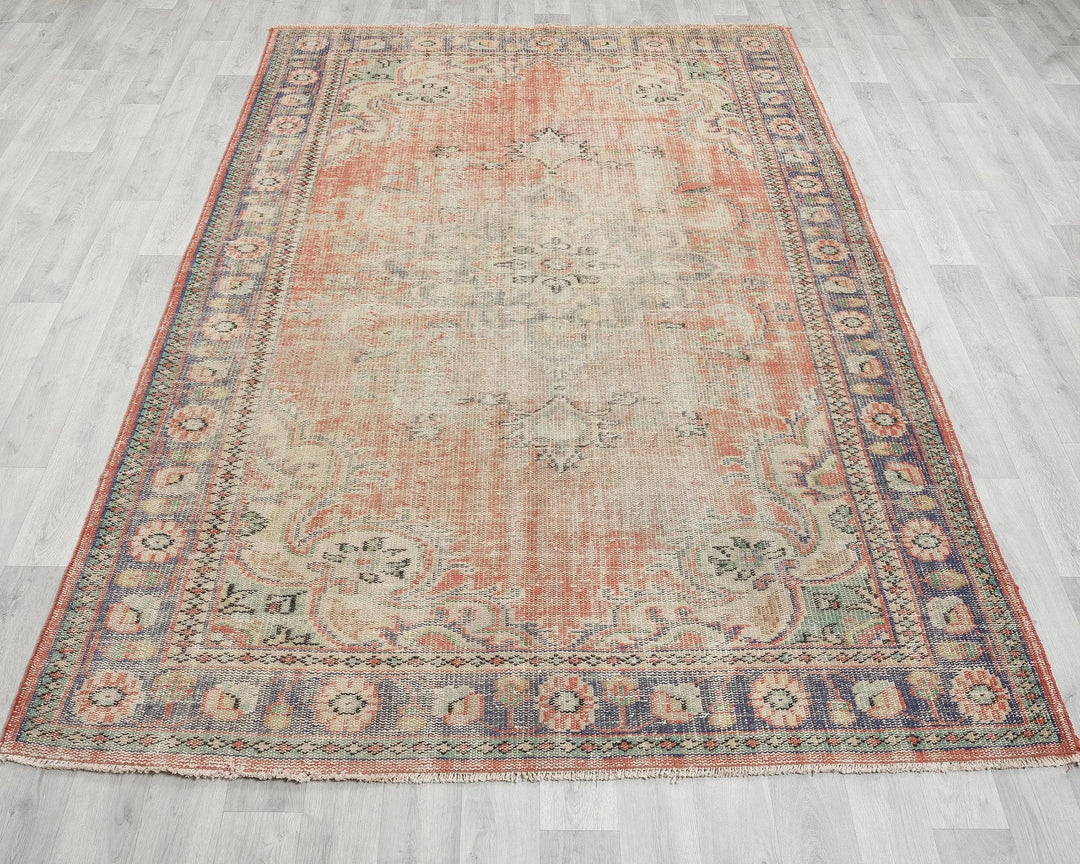 Multicolor Turkish Oushak Rug 5' 11" x 9' 2" Hand-Knotted | No. VR43418