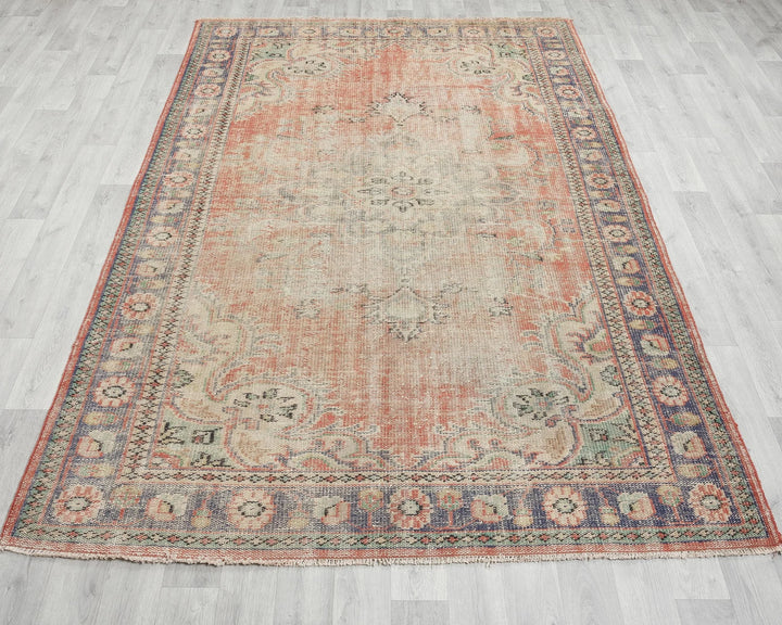 Multicolor Turkish Oushak Rug 5' 11" x 9' 2" Hand-Knotted | No. VR43418