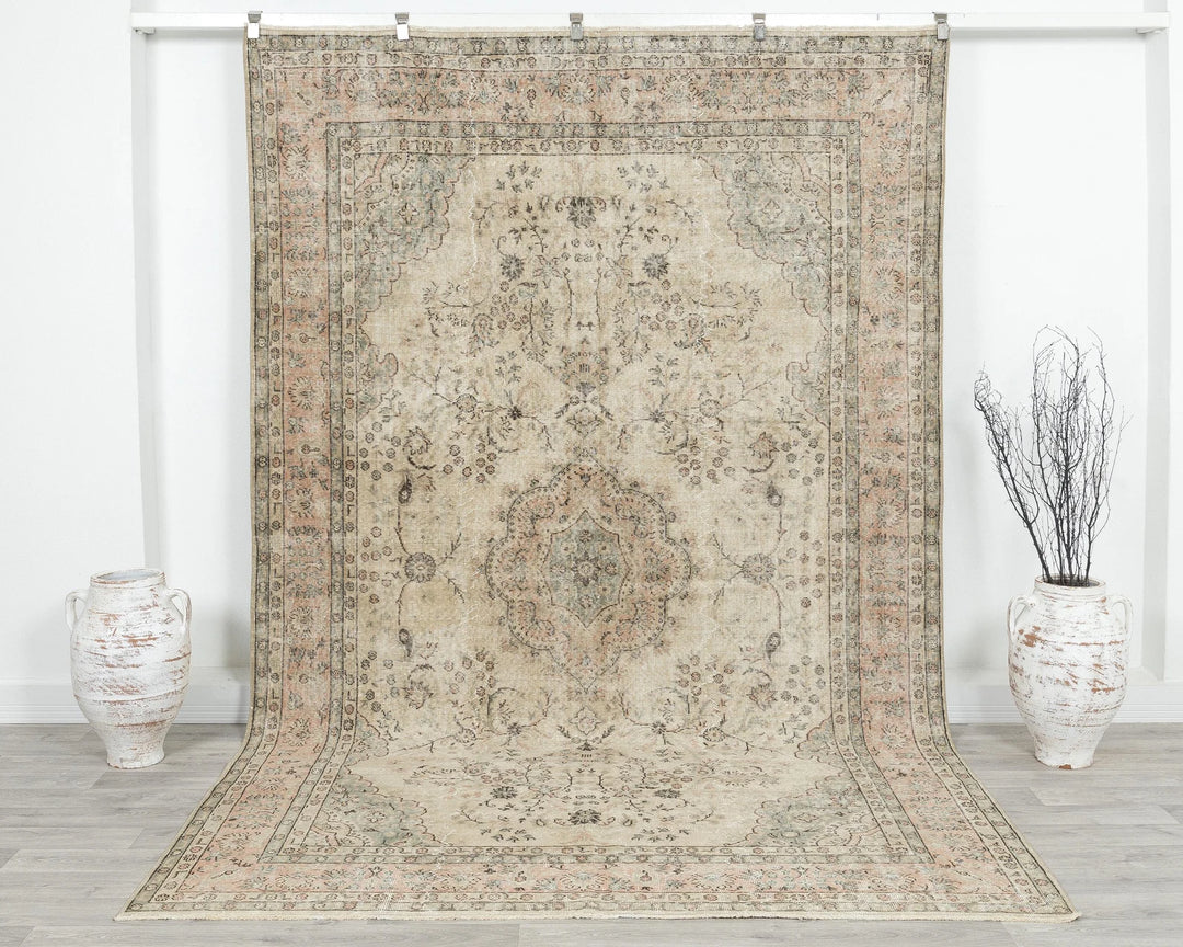 Multicolor Turkish Oushak Rug 6'8" x 10'4" Hand-Knotted | No. VR43472