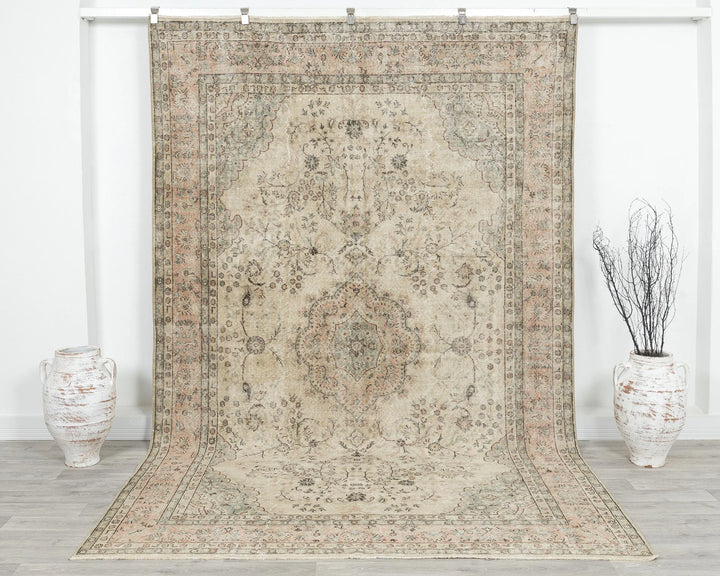Multicolor Turkish Oushak Rug 6'8" x 10'4" Hand-Knotted | No. VR43472