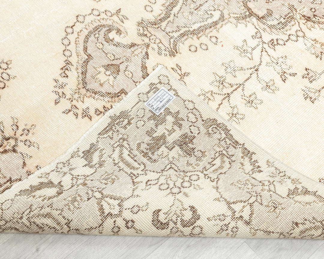 Beige Turkish Oushak Rug 5' 1" x 8' 8" Hand-Knotted | No. VR43486