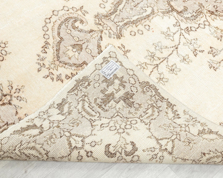 Beige Turkish Oushak Rug 5' 1" x 8' 8" Hand-Knotted | No. VR43486
