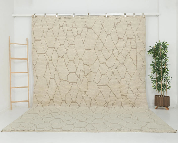 Beige Turkish Oushak Rug 9' x 12' 6" Hand-Knotted | No. VR43598
