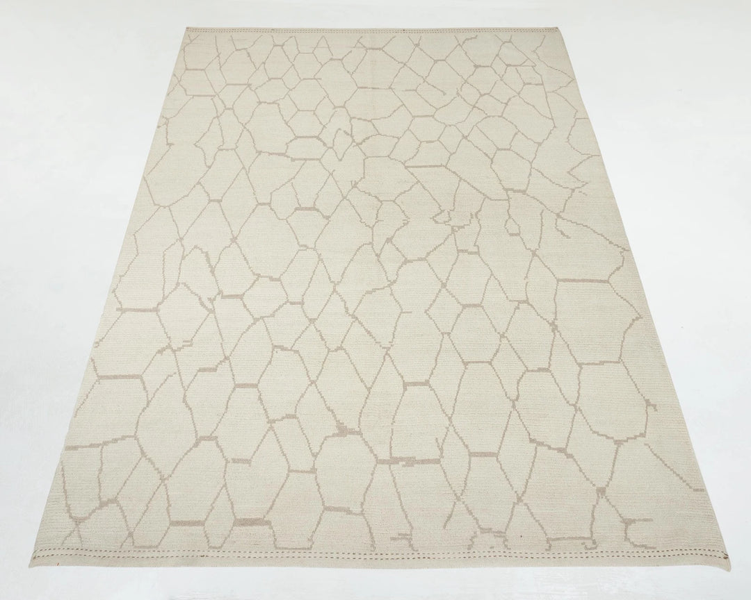 Beige Turkish Oushak Rug 9' x 12' 6" Hand-Knotted | No. VR43598