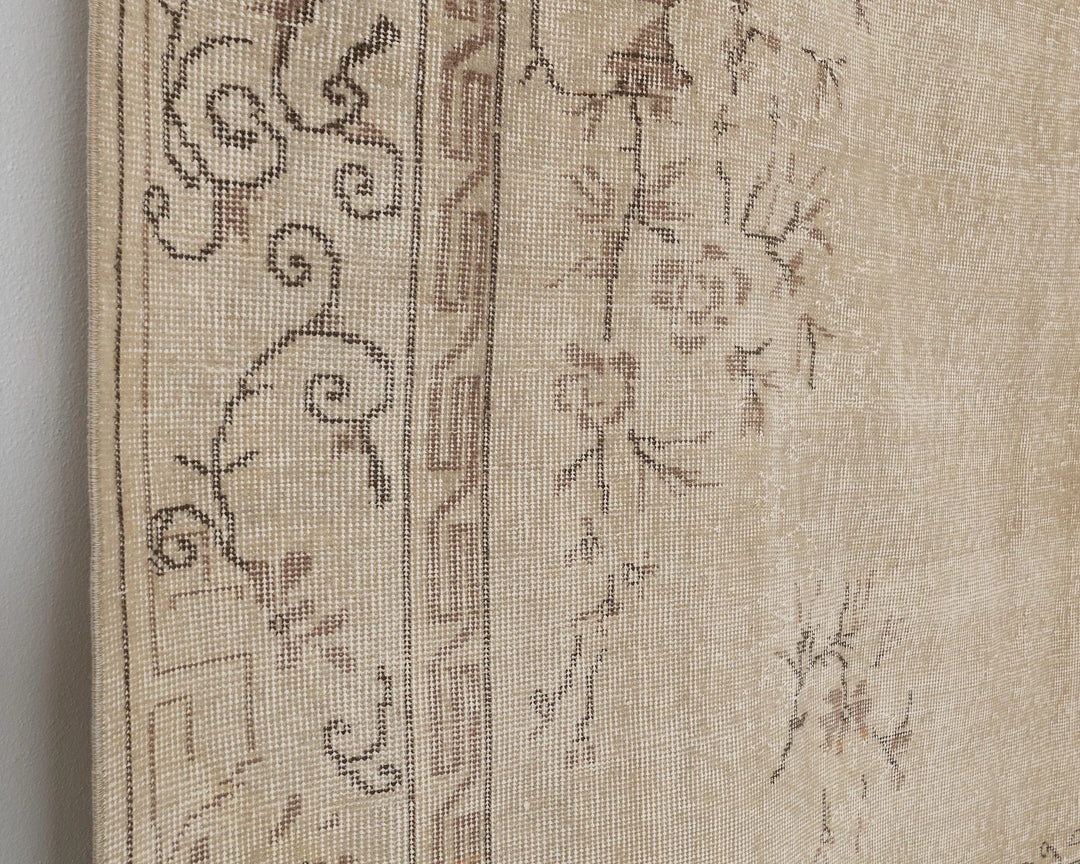 Beige Turkish Oushak Rug 6' 7" x 9' 11" Hand-Knotted | No. VR43658