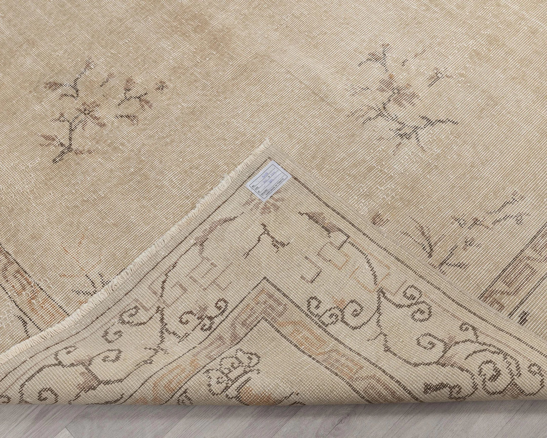 Beige Turkish Oushak Rug 6' 7" x 9' 11" Hand-Knotted | No. VR43658