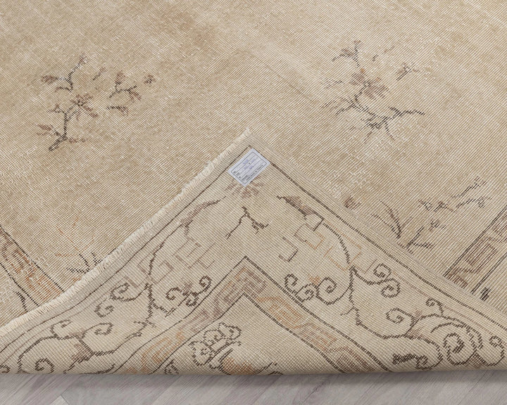 Beige Turkish Oushak Rug 6' 7" x 9' 11" Hand-Knotted | No. VR43658
