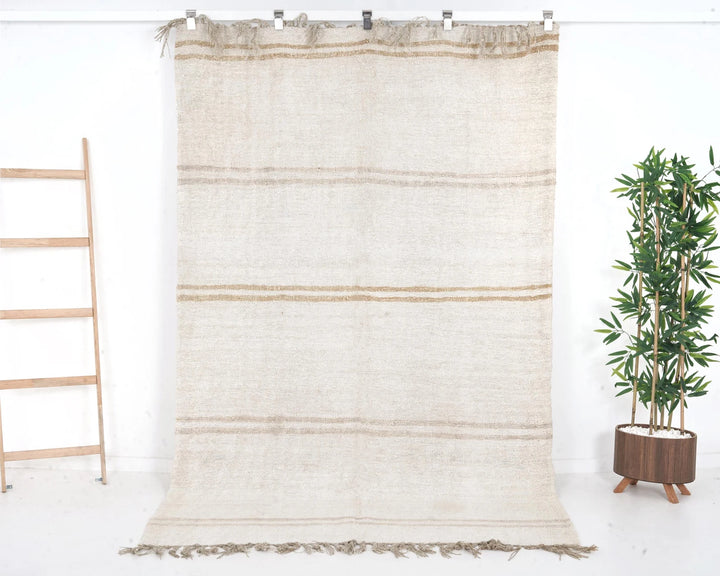White Turkish Kilim Rug 8' 2" x 5' 3" Flat-Weave | No. VR43669