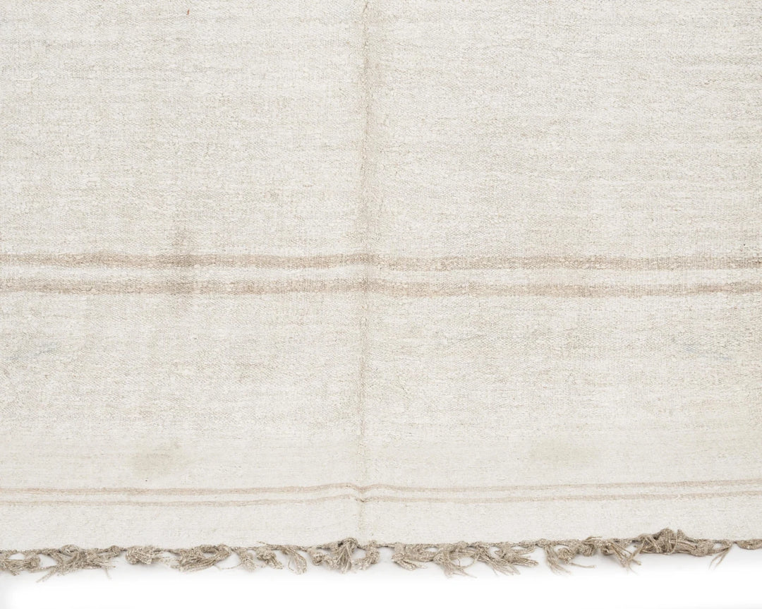White Turkish Kilim Rug 8' 2" x 5' 3" Flat-Weave | No. VR43669