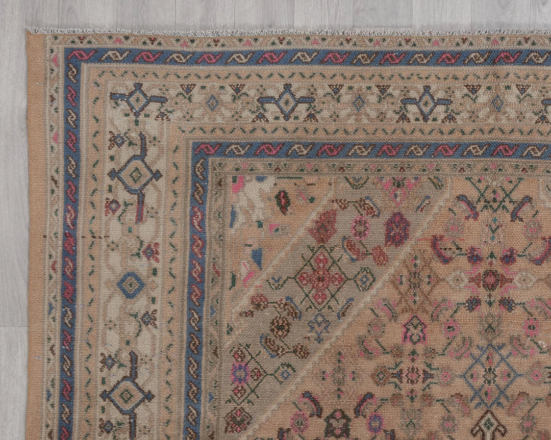 Multicolor Turkish Oushak Rug 6'7" x 9'6" Hand-Knotted | No. VR43731