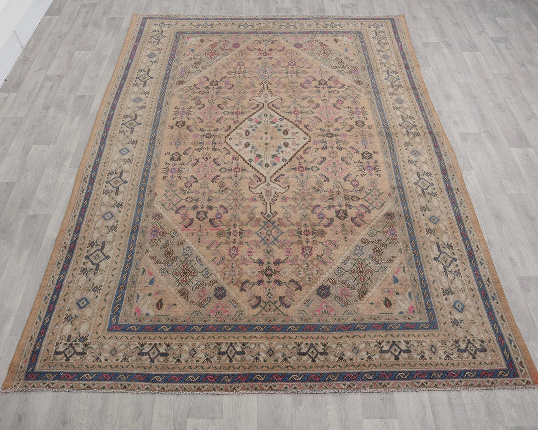 Multicolor Turkish Oushak Rug 6'7" x 9'6" Hand-Knotted | No. VR43731