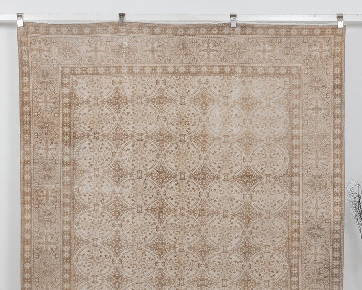 Beige Turkish Oushak Rug 6'6" x 9'6" Hand-Knotted | No. VR43886