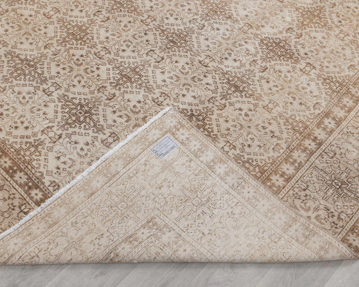 Beige Turkish Oushak Rug 6'6" x 9'6" Hand-Knotted | No. VR43886