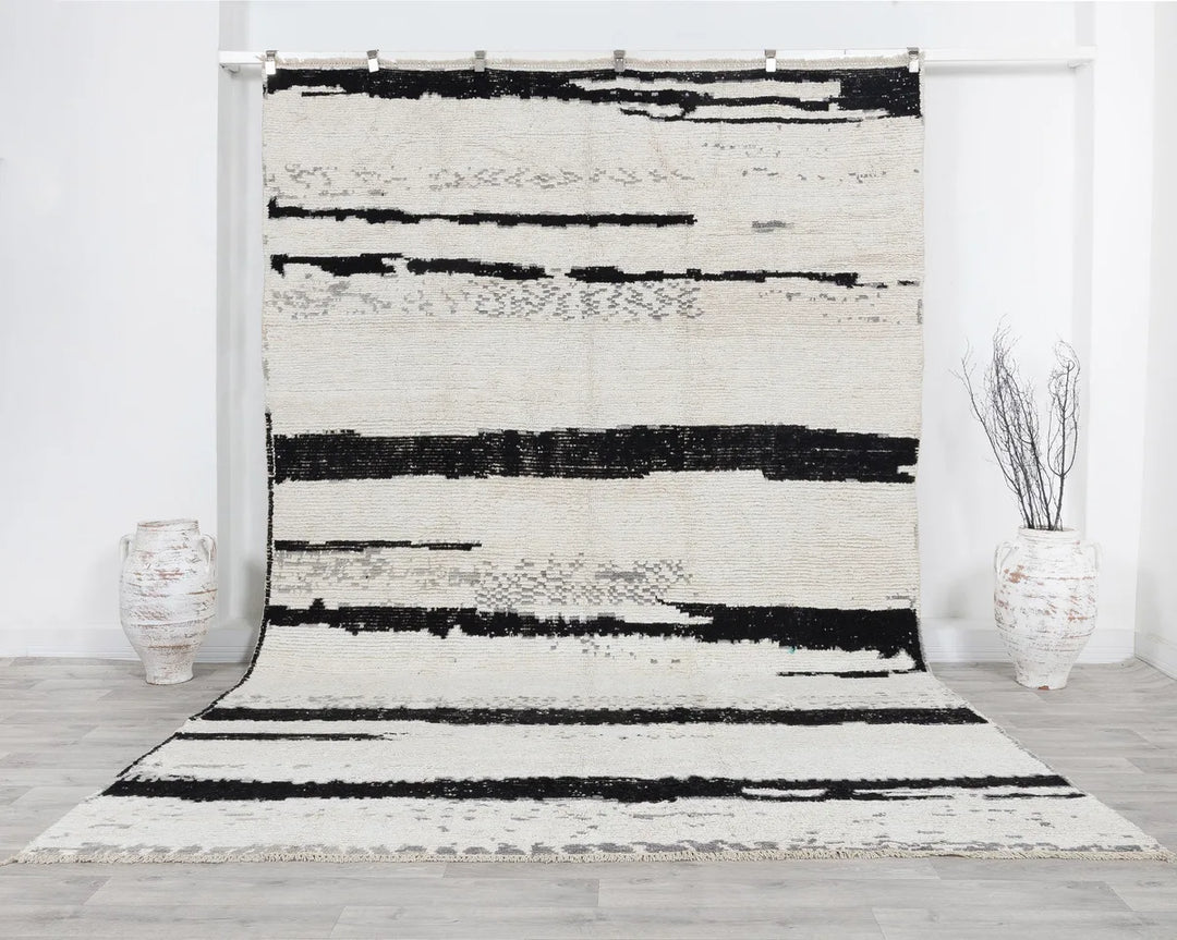 Black Turkish Vintage Rug 7' 7" x 11' 5" Hand-Knotted | No. VR44442