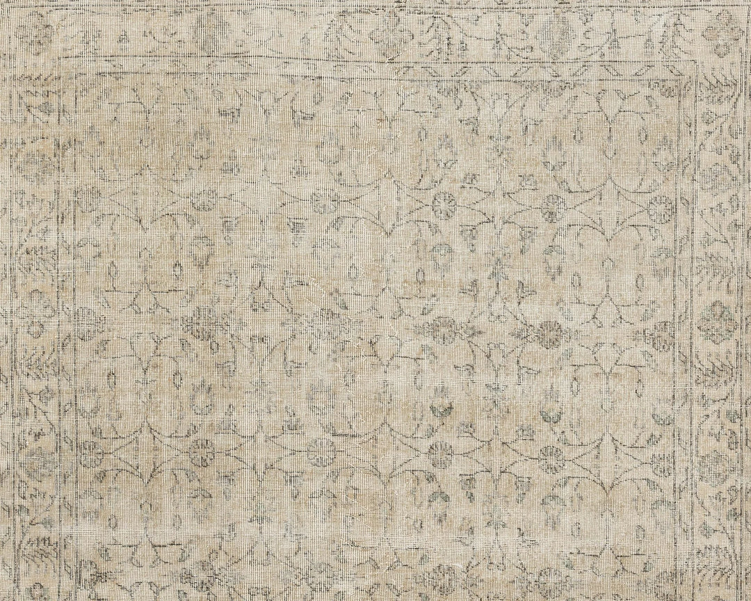 Beige Turkish Oushak Rug 6' 4" x 9' 6" Hand-Knotted | No. VR44505