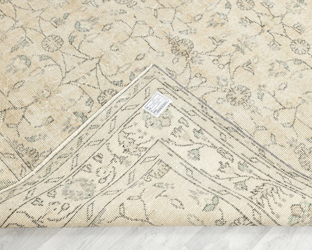 Beige Turkish Oushak Rug 6' 4" x 9' 6" Hand-Knotted | No. VR44505