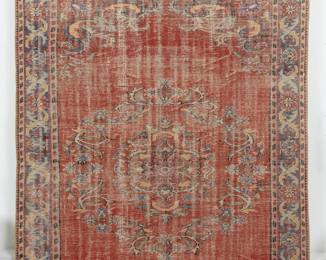 Red Turkish Oushak Rug 6' 2" x 9' Hand-Knotted | No. VR44582