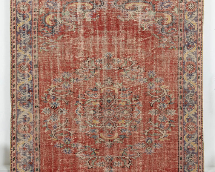 Red Turkish Oushak Rug 6' 2" x 9' Hand-Knotted | No. VR44582