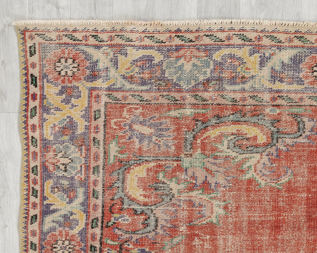 Red Turkish Oushak Rug 6' 2" x 9' Hand-Knotted | No. VR44582