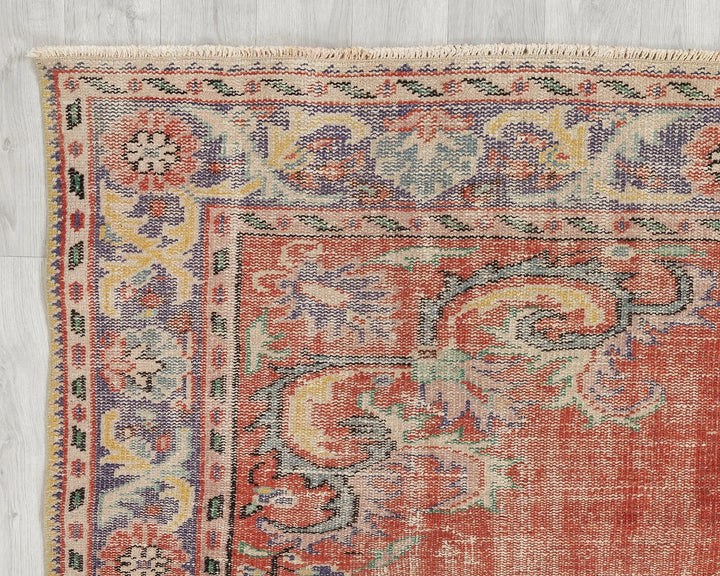 Red Turkish Oushak Rug 6' 2" x 9' Hand-Knotted | No. VR44582