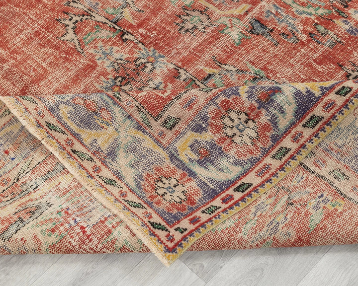Red Turkish Oushak Rug 6' 2" x 9' Hand-Knotted | No. VR44582