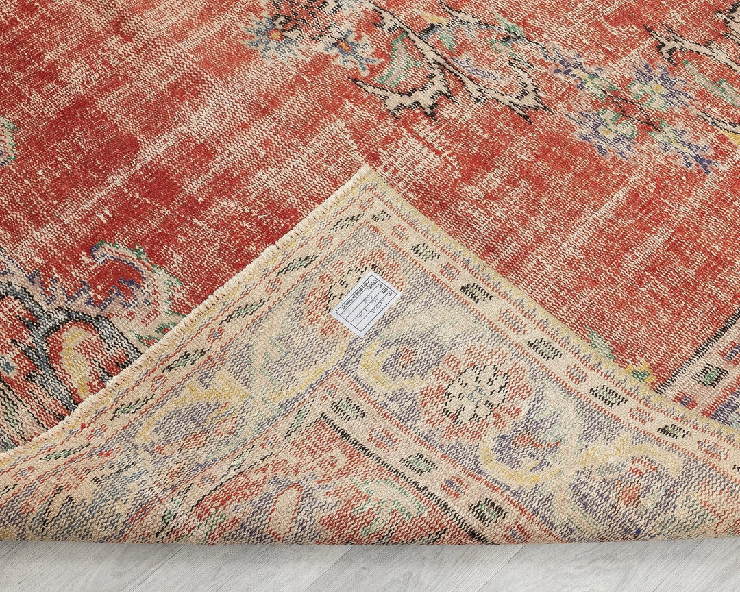 Red Turkish Oushak Rug 6' 2" x 9' Hand-Knotted | No. VR44582