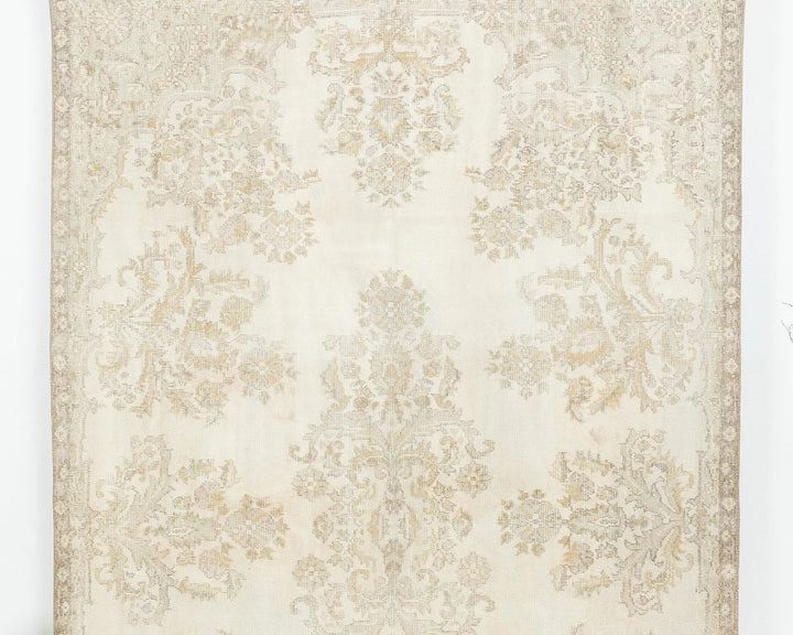 Beige Turkish Oushak Rug 5'10" x 9'10" Hand-Knotted | No. VR44617