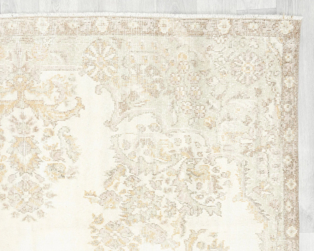 Beige Turkish Oushak Rug 5'10" x 9'10" Hand-Knotted | No. VR44617