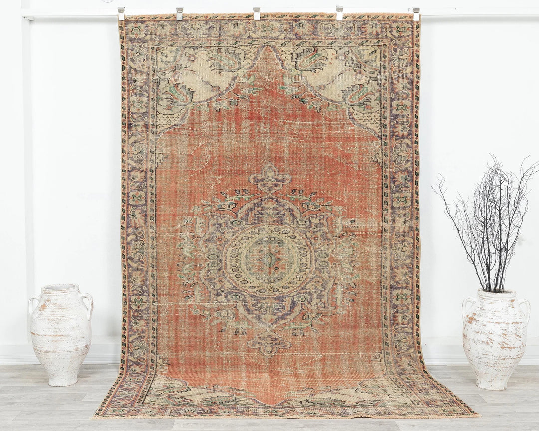 Orange Turkish Oushak Rug 5'8" x 9' Hand-Knotted | No. VR44640