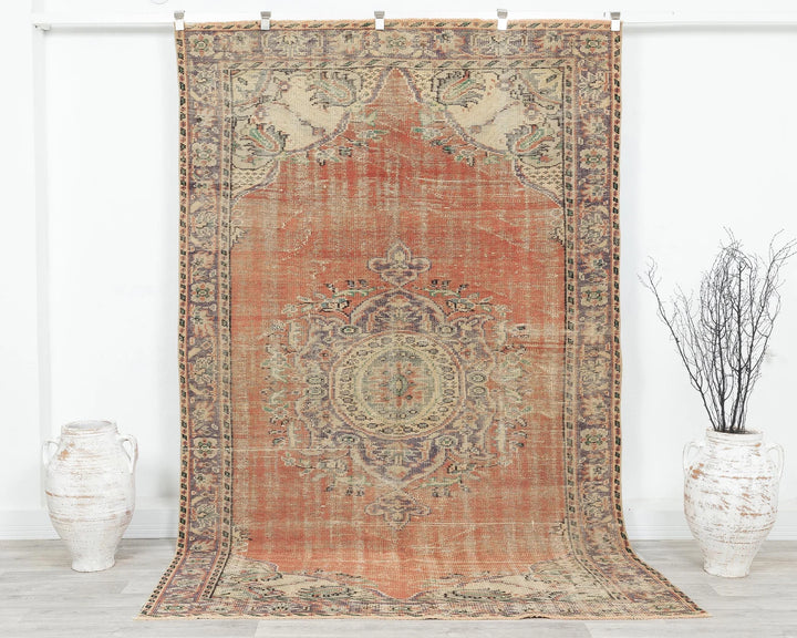Orange Turkish Oushak Rug 5'8" x 9' Hand-Knotted | No. VR44640