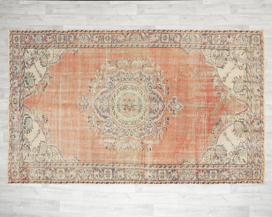 Orange Turkish Oushak Rug 5'8" x 9' Hand-Knotted | No. VR44640
