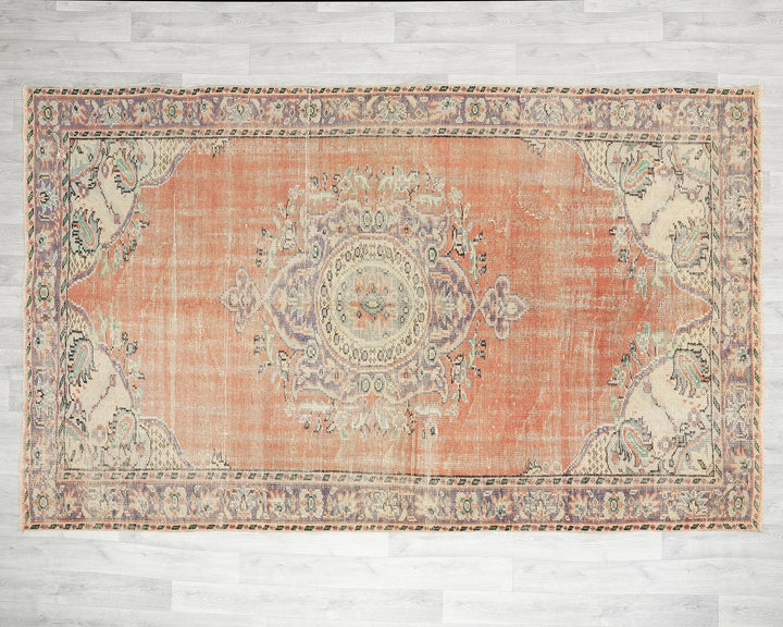Orange Turkish Oushak Rug 5'8" x 9' Hand-Knotted | No. VR44640