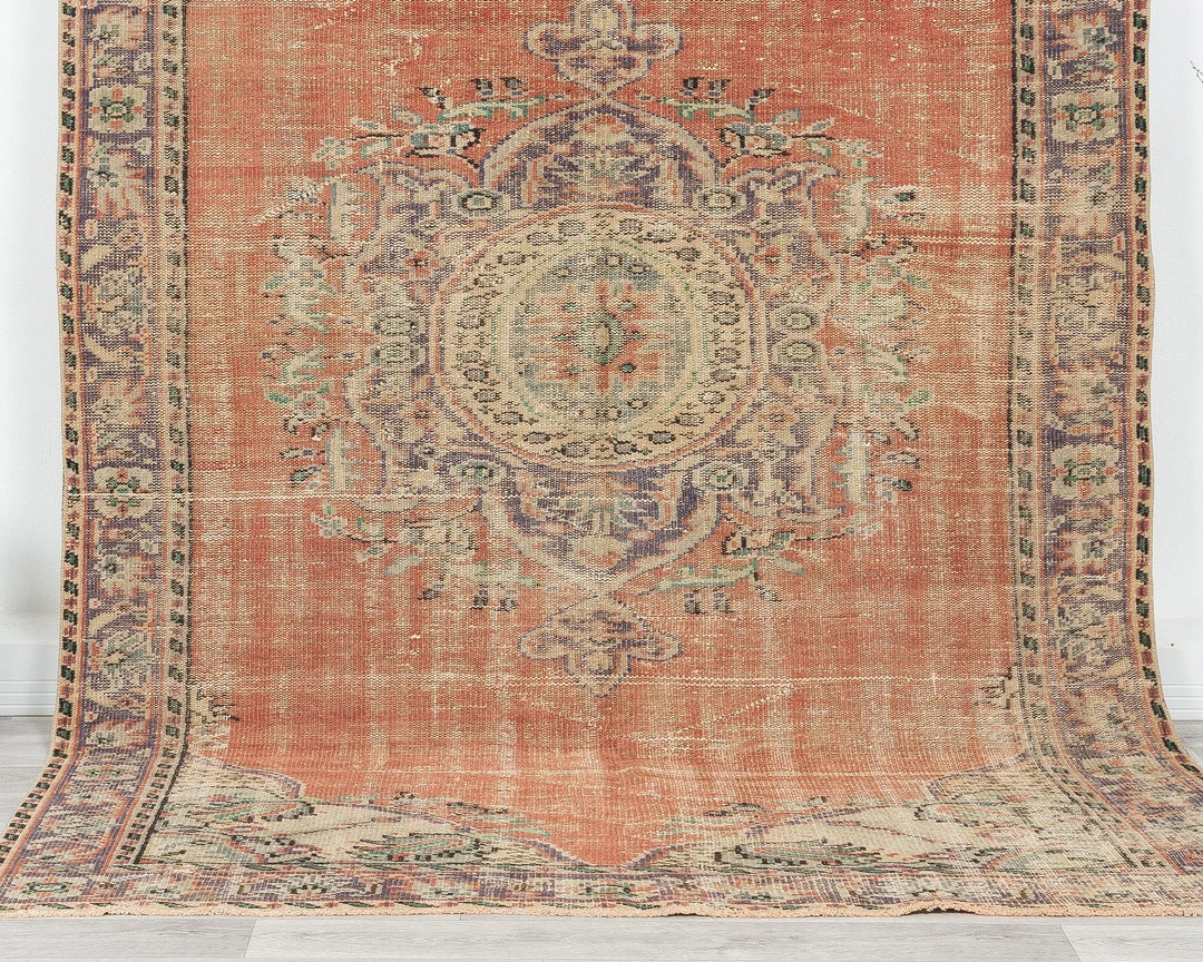Orange Turkish Oushak Rug 5'8" x 9' Hand-Knotted | No. VR44640
