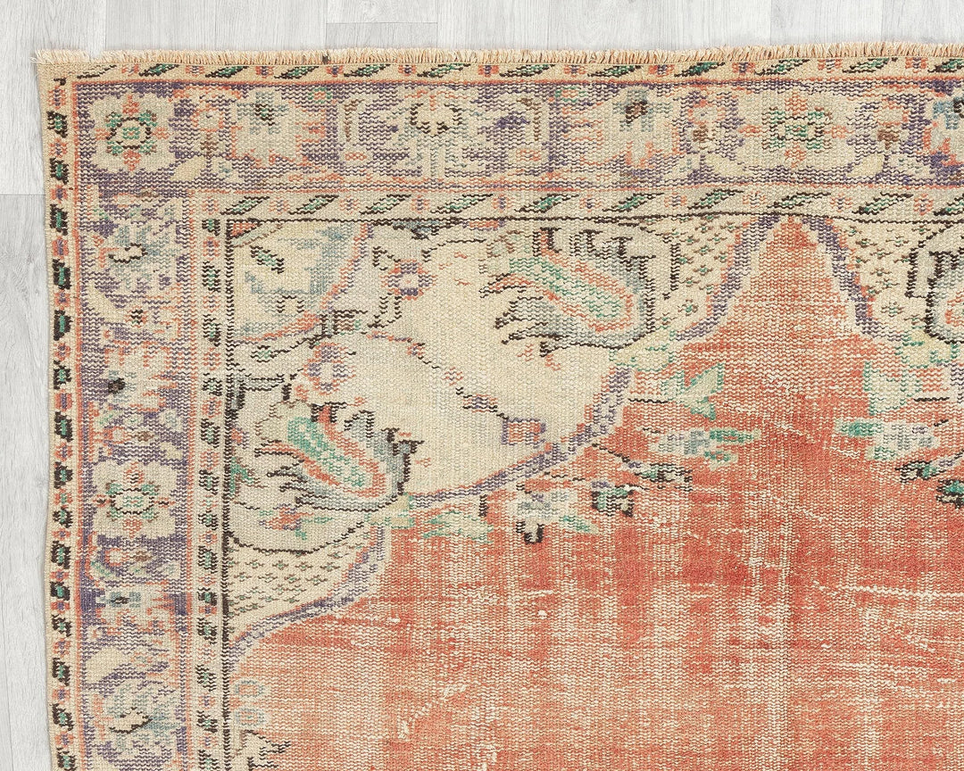 Orange Turkish Oushak Rug 5'8" x 9' Hand-Knotted | No. VR44640