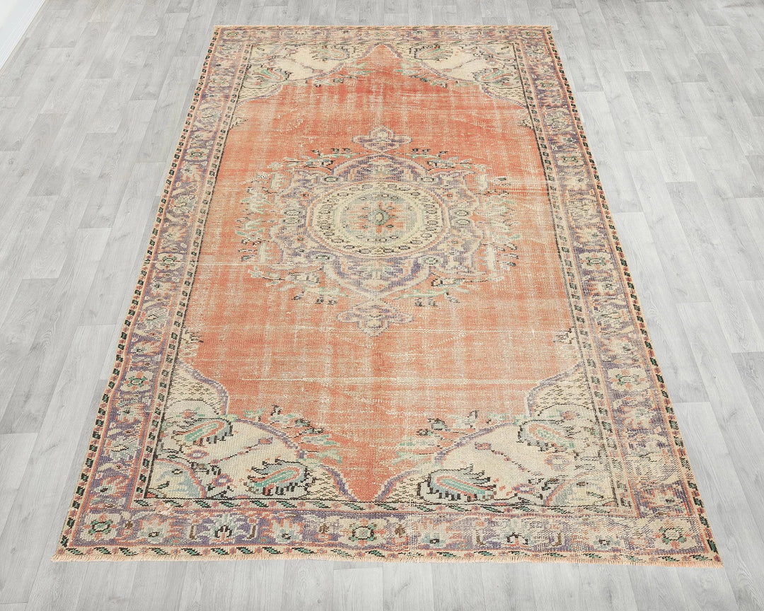Orange Turkish Oushak Rug 5'8" x 9' Hand-Knotted | No. VR44640