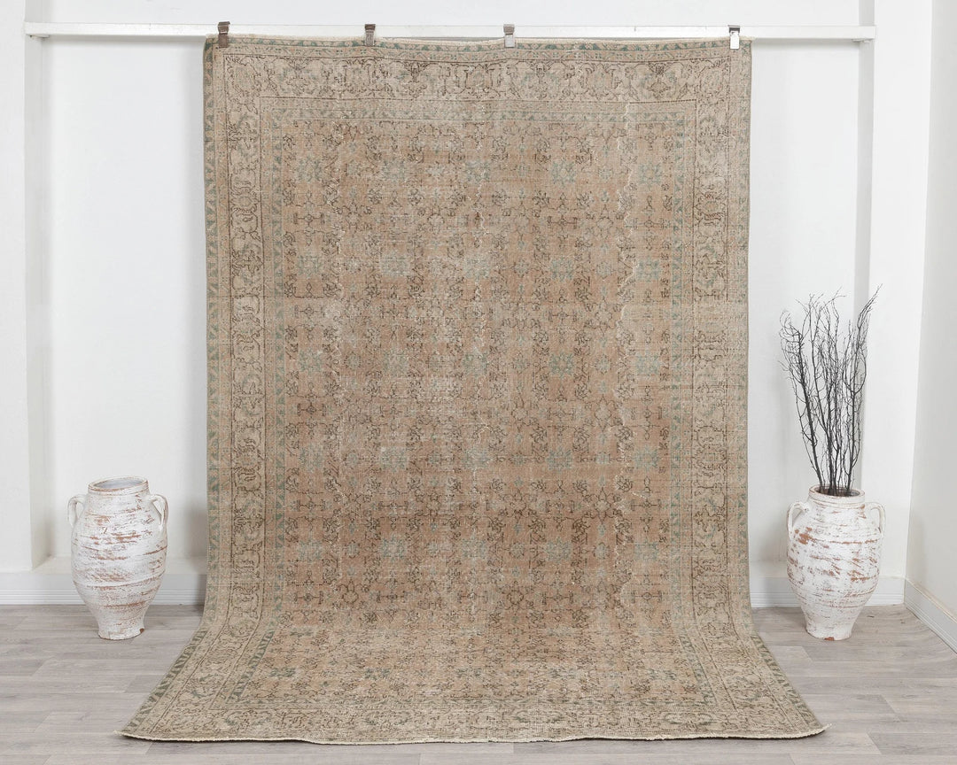 Multicolor Turkish Oushak Rug 6'6" x 9'8" Hand-Knotted | No. VR44668